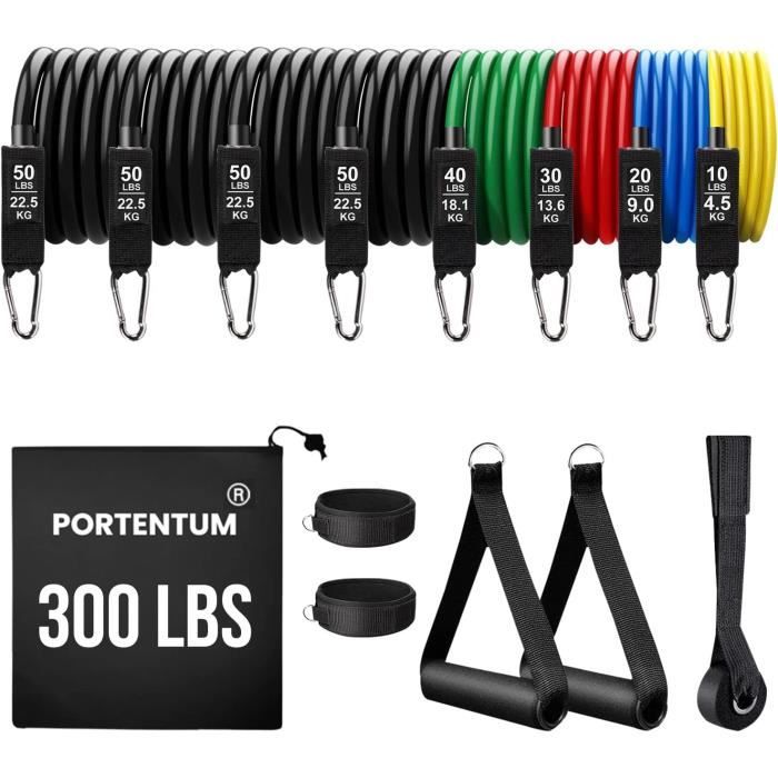 ZZGO Kit Accessoires Bandes De Résistance – 2 Poignées Power Handles + Ancre De Porte – Compatible Bandes Niveau 1/2/3 – Fitness/Pilates