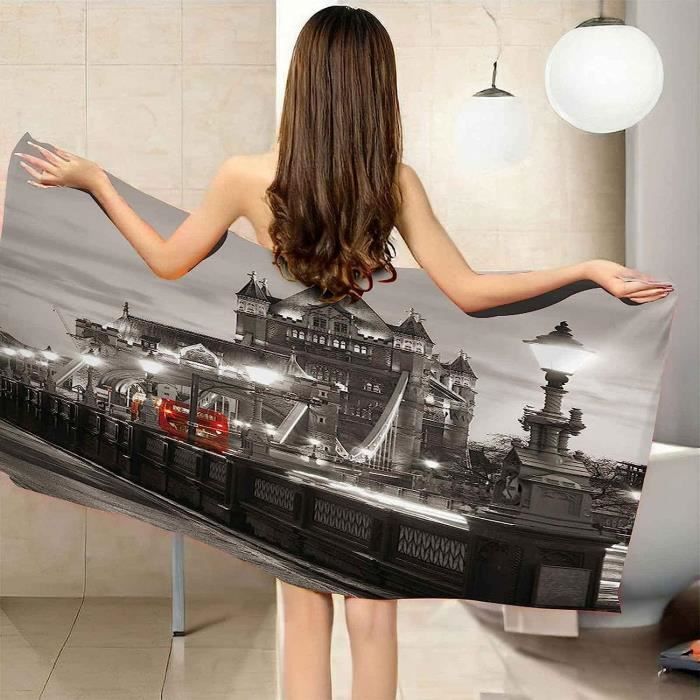 Serviette De Plage EMENZA 70x150 Cm - Microfibre, Séchage Rapide, Motif Camion De Pompier Rouge - Pour Plage, Piscine, Sport, Voyage