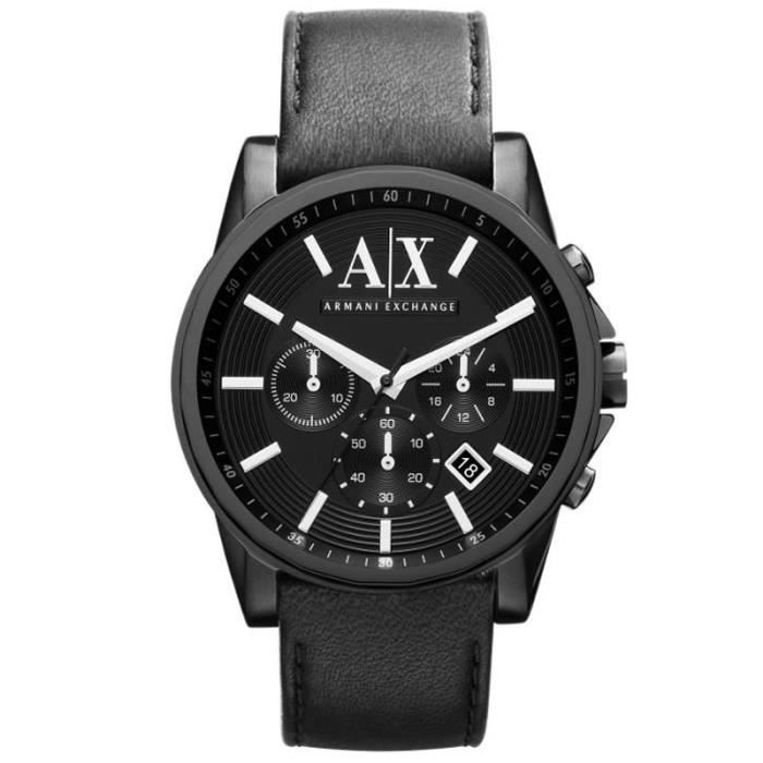armani exchange homme 45mm chronographe noir cuir crocodile montre ax2098