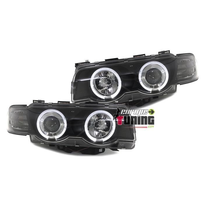 PHARES NOIRS ANNEAUX LED FEUX ANGEL EYES RENAULT CLIO 3 2005 - 2009 (05496)  - EuropeTuning