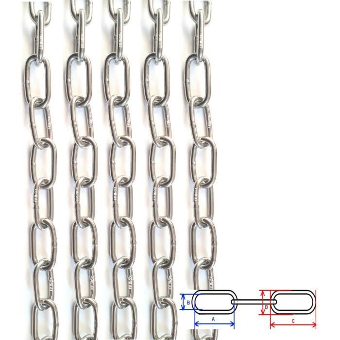 Chaine inox a4 diamètre 4 x l. 19 mm x l. 5 m Standers - Sanifer Chaine inox a4 diamètre 4 x l. 19 mm x l. 5 m Standers - Sanifer