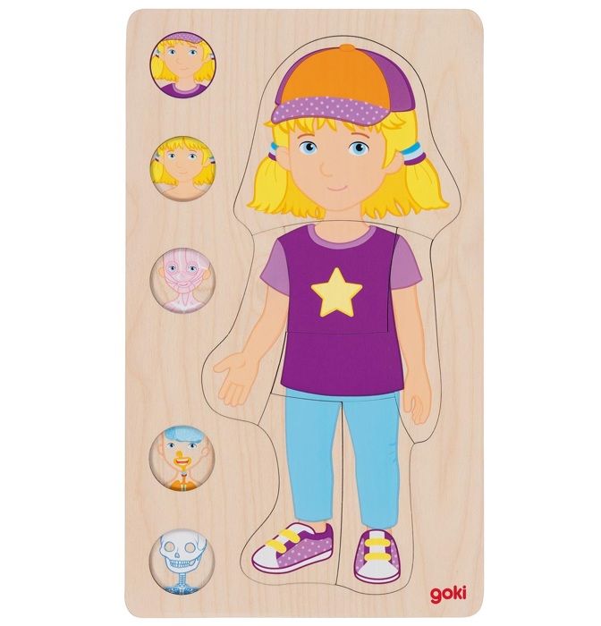 Puzzle - GOKI - Puzzle corps humain modèle fille - 5 couches - Éducatif - Multicolore