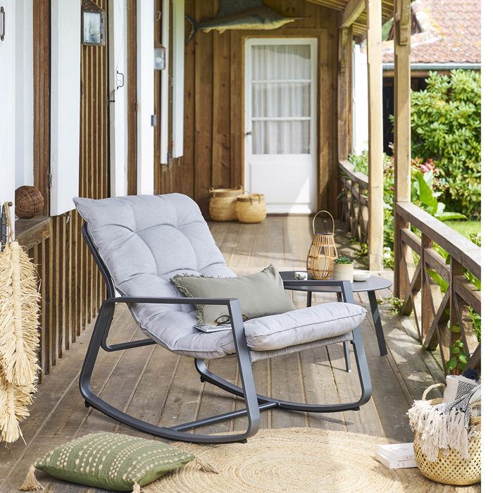 Fauteuil à bascule de jardin Felinio gris - Hespéride