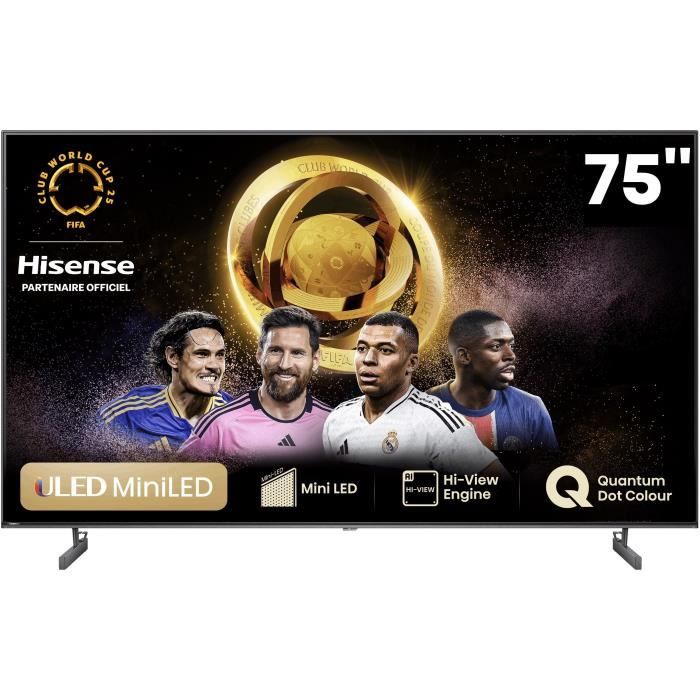 Hisense 75U6NQ - TV QLED MiniLED 75 (189 cm) - 4K UHD 3840x2160 - 144 Hz - HDR10+ - TV connecté - 4xHDMI 2.1 - WiFi