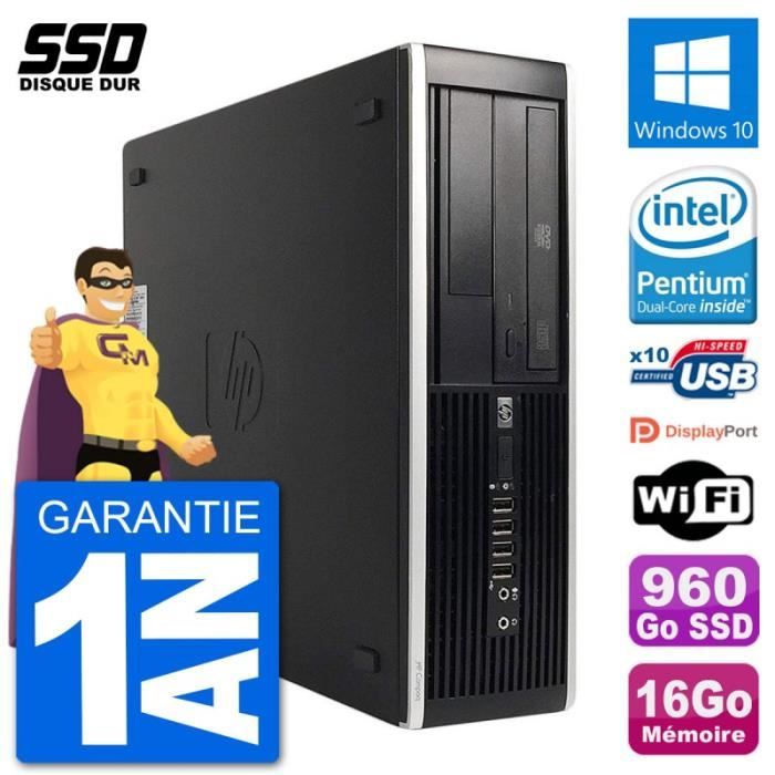 PC HP 8300 Elite SFF Intel G630 RAM 16Go SSD 960Go Windows 10 Wifi