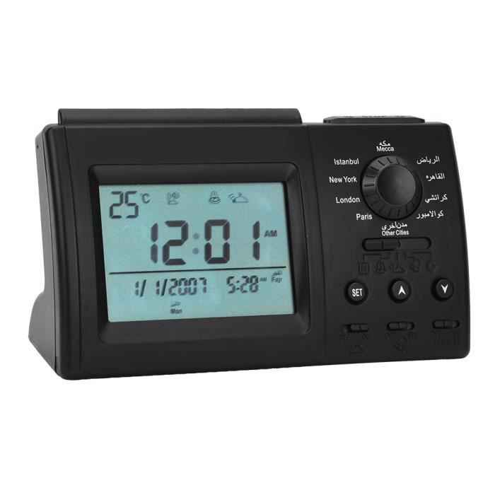 Horloge De Prière Islamique Hztyyier - Affichage LCD, Alarme Azan Pour 1500 Villes - Stylo Offer - Gris - Pour Bureau Ou Maison