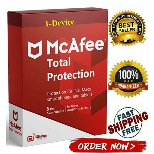McAfee Total Protection 2022 | 1 Appareil | 5 An | PC-Mac-Android-iOS | Téléchargement