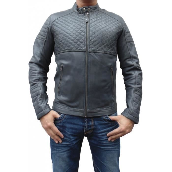 Blouson Cuir Pour Homme Gris Cdiscount Pret A Porter