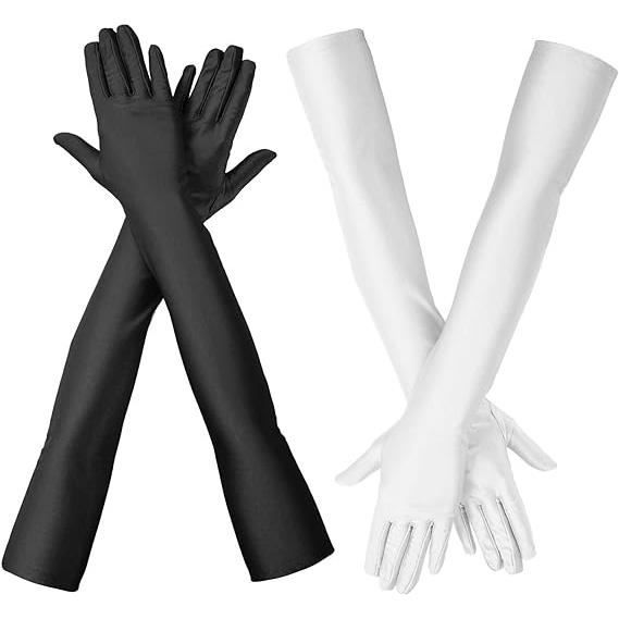 Longs Gants pour Robe de Princesse Gants en Satin avec Noeud Mignion Gants pour Robe de Mariage Gants de Robe Soirée pour Filles Gants à Doigt Complets Enfants