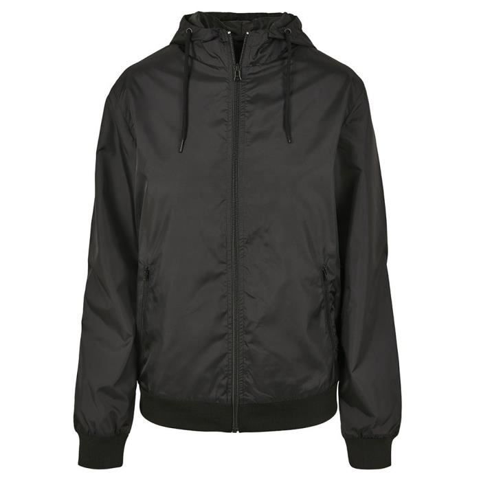 Coupe-Vent Femme - Build Your Brand - Windrunner - Noir - Manches Longues - Respirant