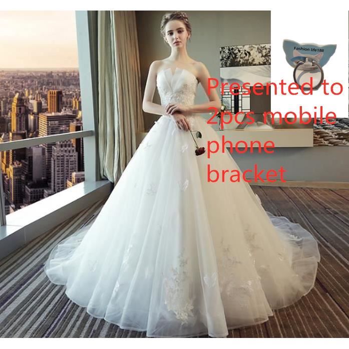 Mariage Mariée Mariage Queue Princesse 2019 Nouvelle Chemise Sexy Blanche Simple Robe De Soirée De Luxe Sen