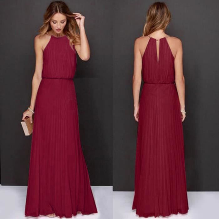 Robe Maxi XL, Noir Malloom Femme Formelle Mousseline Soie sans Manches Bal soir/ée Longue