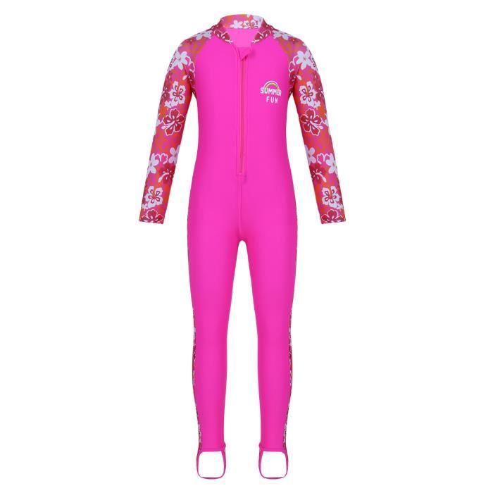 Dpois Enfant Fille Maillot De Bain 1 Piece Anti Uv Combinaison De Plongee Manche Longue Body De Plage Sports 2 12 Ans Rose Rouge Cdiscount Pret A Porter