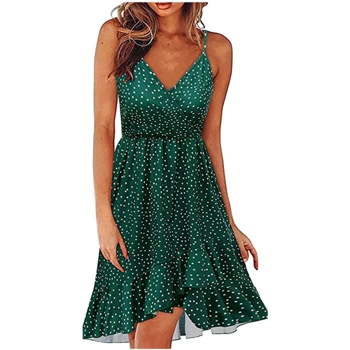Robe courte évasée femme avec manches volants estivale