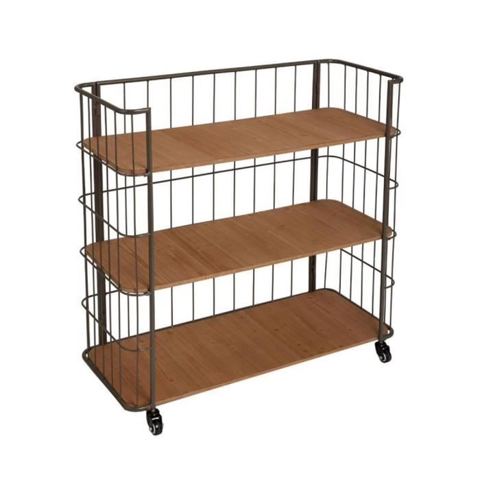 etagere sur roulettes de 3 etages en metal 94 x 39 x 90 cm cdiscount maison