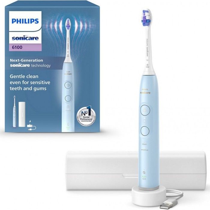 Philips Sonicare 6100 - Brosse à dents électrique sonique avec 2 modes de brossage 3 niveaux dintensité Alerte de pression