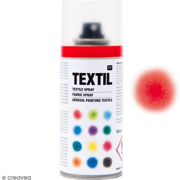 Peintures en bombe pour tissus - 150 ml Peinture en spray pour tissu :  Coloris : Rouge brillant Quantité : 150 ml Peinture à base