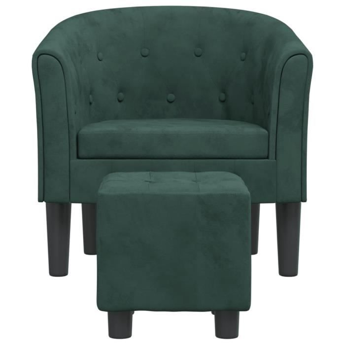 Fauteuil cabriolet - SALALIS - SP5663 - Velours vert foncé - Design contemporain - Repose-pied inclus