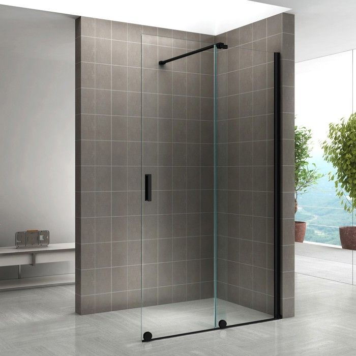 Porte de douche 120x190cm en 8mm verre anticalcaire, poignée en inox