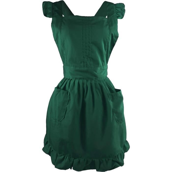 Tablier à Volants Rétro Victorien Graceart - Costume Maid Downton Ajustable Avec Coiffe