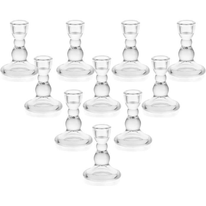 Lot De 10 Petits Bougeoirs En Verre Transparent – Déco Ambiance – Occasion