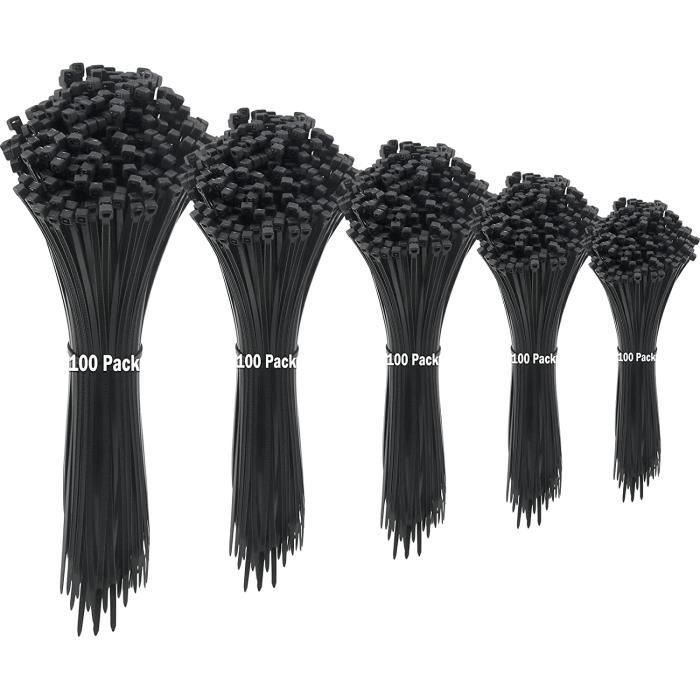 Serre-Câbles Noirs NORSHY 300mm - 100 Pièces - Résistance 75kg - UV Résistant - Nylon 66
