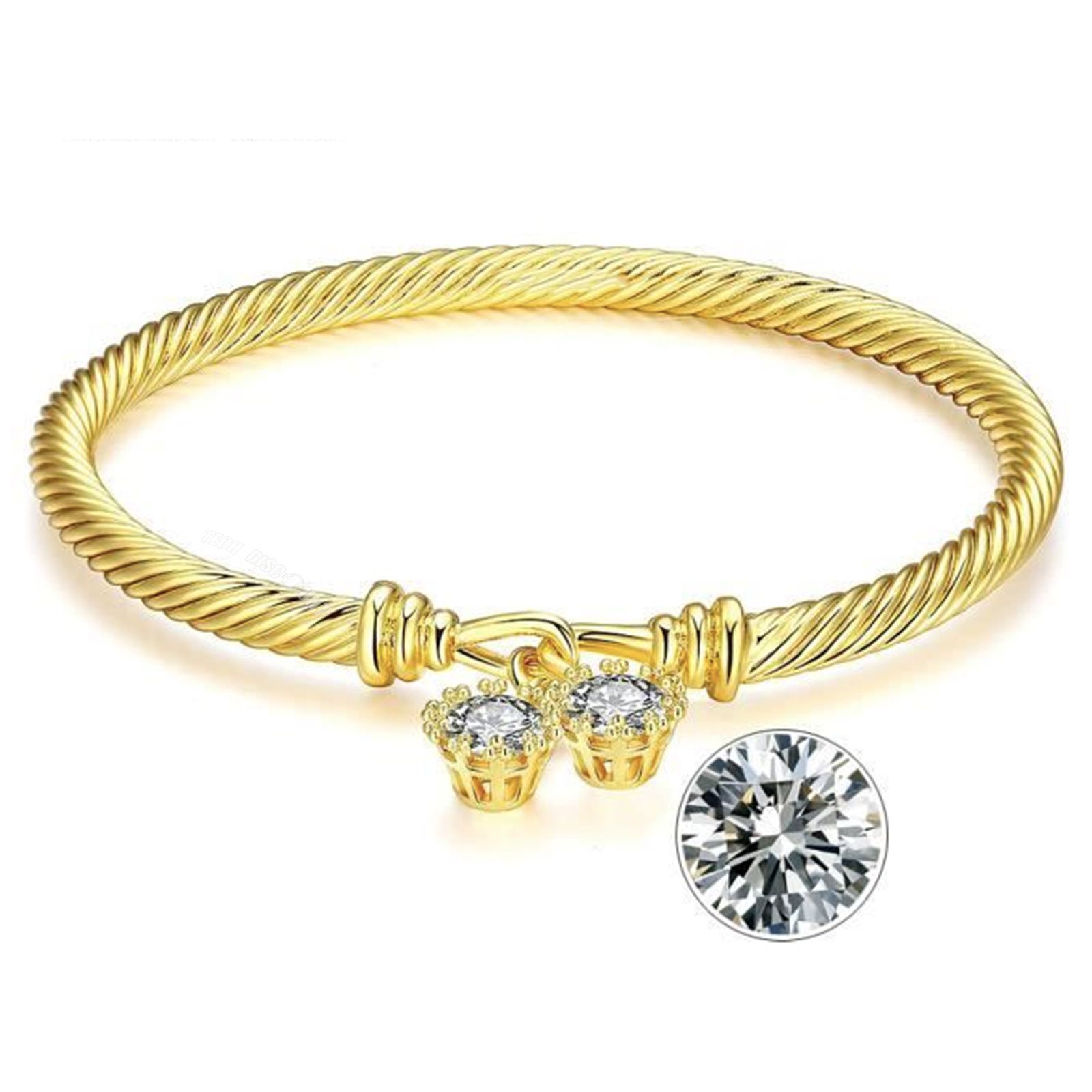 Bracelet Gwendoline - Laiton doré à l'or fin 18k & zircons main image 1
