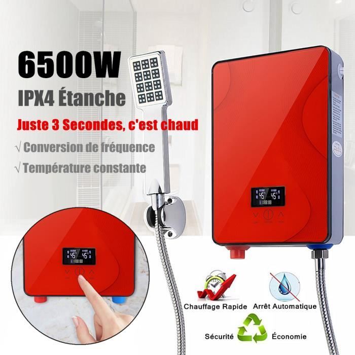 TEMPSA Chauffe-eau Électrique Instantané 6500W avec Pommeau de