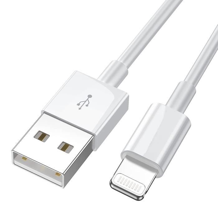 Chargeur pour iPhone SE / iPhone SE (2020) / iPhone SE (2022) Cable USB Data Synchro Blanc 1m