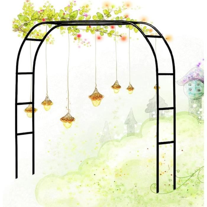 Arche De Jardin En Acier Galvanisé 1,4 X 2,3 M – Arche Rosiers & Plantes Grimpantes Robuste – Pergola Métal Noire Pour Mariage & Décoration Extérieure