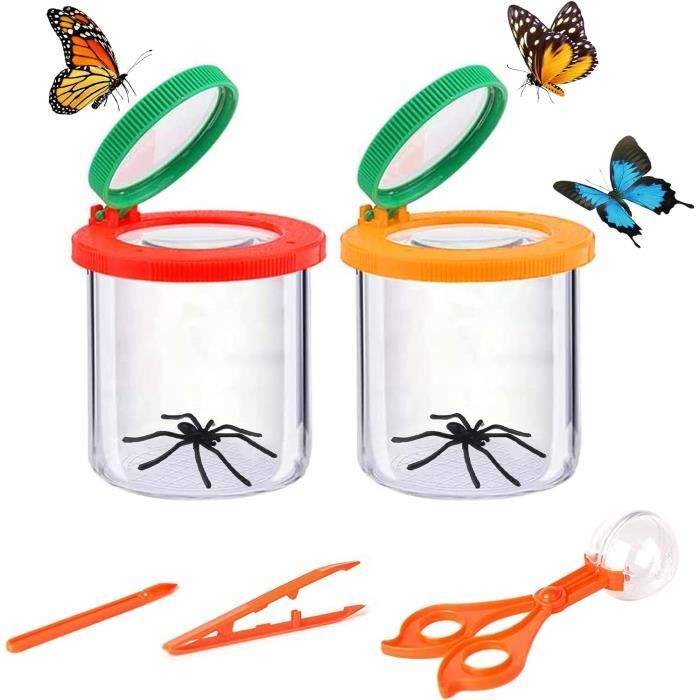 JSMTKJ Lot De 20 Boîtes Loupe à Insectes Transparentes Portables – Kit D'Observation Nature Pour Enfants Scientifiques En Herbe