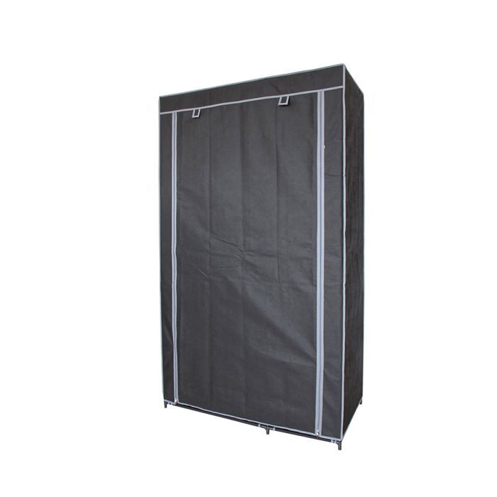 armoire de chambre avec housse en tissu - urban living - 100 x 50 x h. 170 cm - 8 étagères - noir