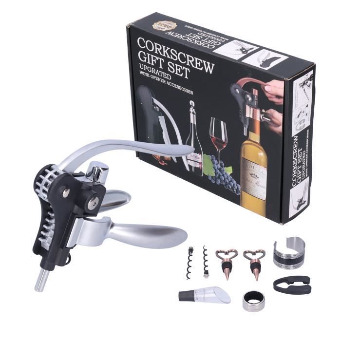 Kit Tire-Bouchon 9 Pièces Luxe En Coffret Bois - Ouvre-Bouteille Vin Sommelier Cadeau