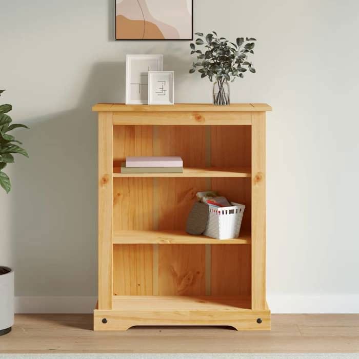 vidaXL Pin Bibliothèque à 3 Niveaux Etagère à Livres Meuble de Rangement Bureau Salon Salle de Séjour Maison Intérieur 243745