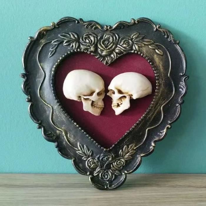 Gravé Amour Statue Résine Artisanat Effrayant Horreur Squelette Figurine Ornement Gothique pour Cabinet Salon Étagère Bar Décoratio