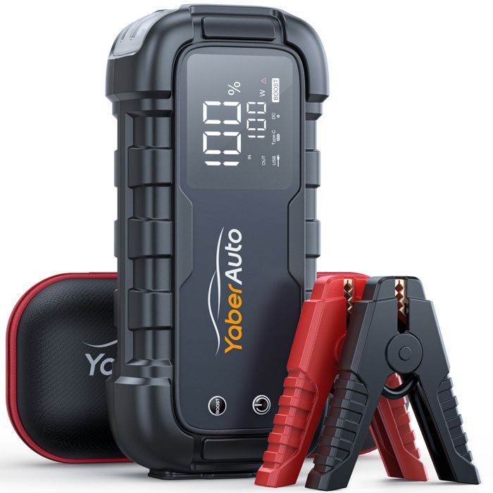 Booster de batterie-Yaber YA60-12V-Booster de démarrage-6000A-PD45W-26800mAh-Tout Gaz ou 8,0 L Diesel-Ecran LED-batterie externe