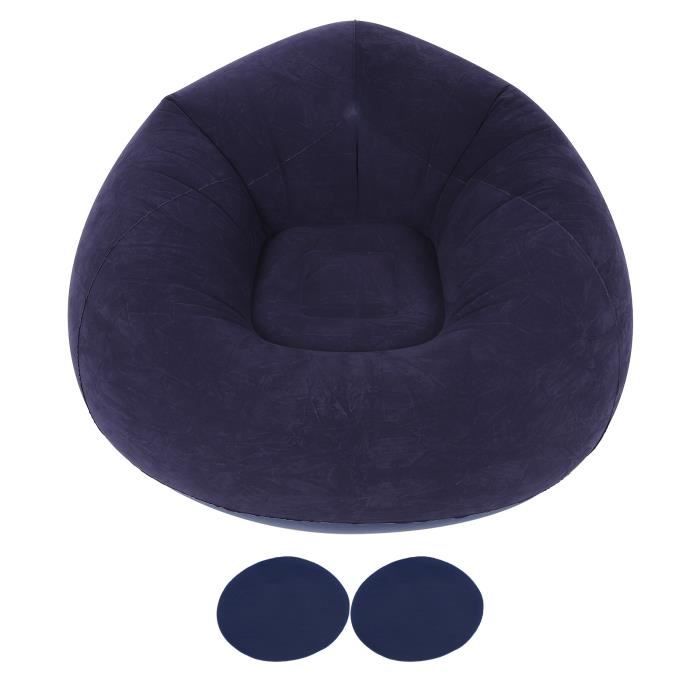 canapé gonflable - yosoo - chaise longue ergonomique - bleu - 1 personne - plastique résine