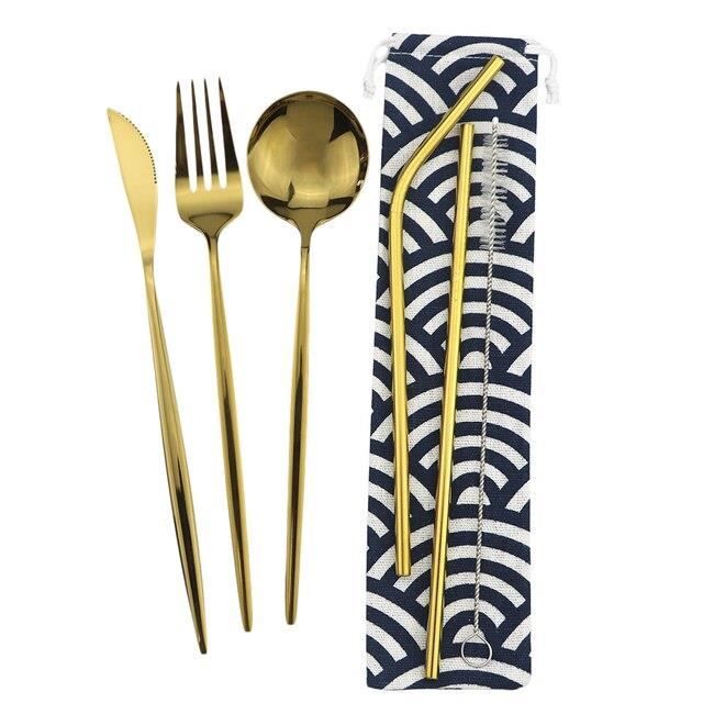Couverts De Camping Pliables En Inox - Lot De 2 Sets (couteau, Fourchette, Cuillère) Avec Sac De Transport - Léger Et Compact