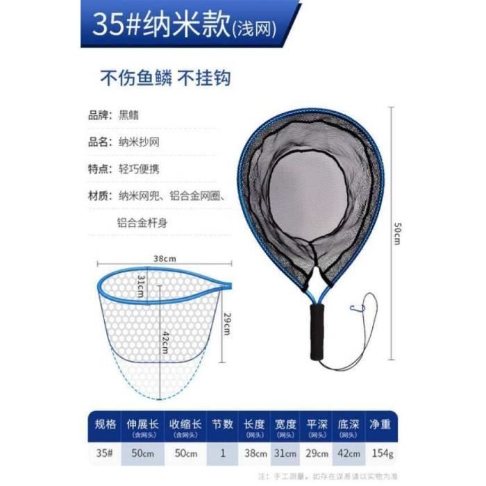 Abaodam Filet De Pêche Pliable – Alliage Alu Et Nylon, 61x31x31 Cm, Léger