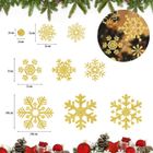 93 Stickers Noël Paillettes Dorées Flocons De Neige - Décoration Fenêtre Réutilisable Autocollant Amovible