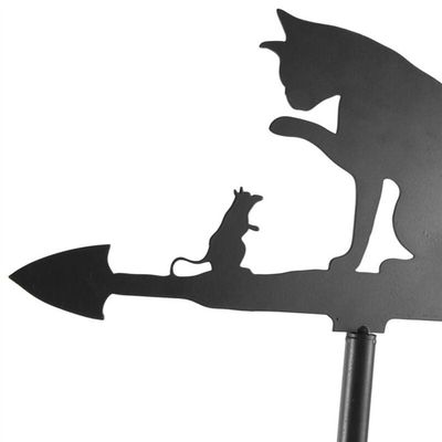 Girouette Métal Sorcière Et Chat Noir - Décoration De Jardin, Toit Ou Terrasse - Indicateur De Vent Style Halloween