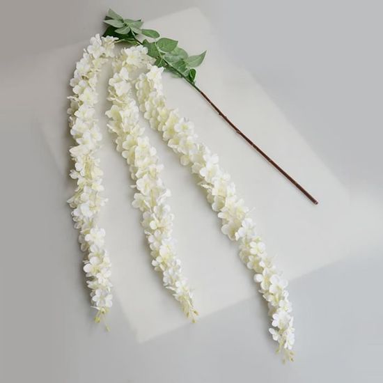 12 Guirlandes Glycines Artificielles Blanches - 114 Cm - Décoration Murale Fête, Mariage, Intérieur/extérieur