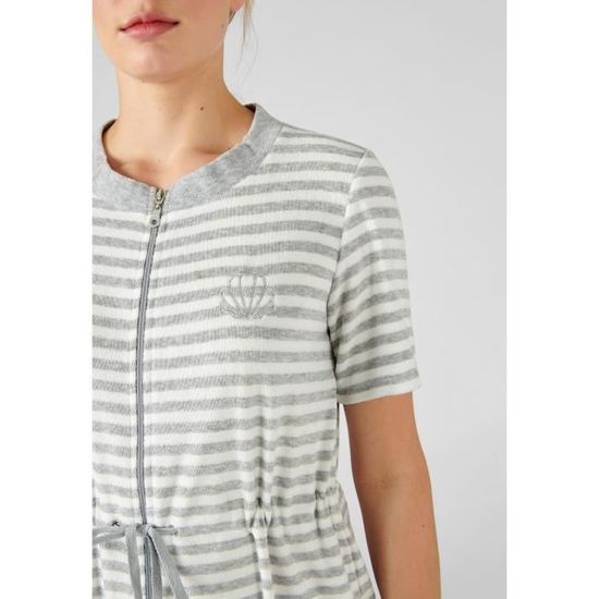 Robe de chambre Damart Robe de detente zippee en eponge Gris Raye Gris raye Cdiscount Pret a Porter