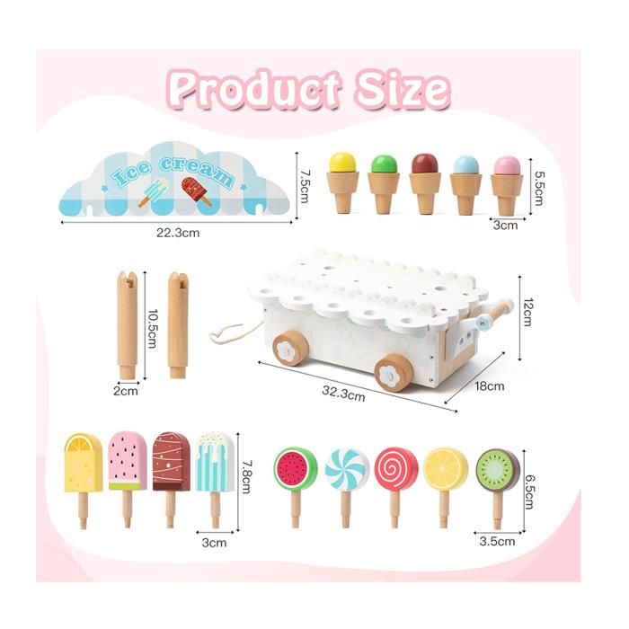 HERSITY Jouet Glacier en Bois Aliment Jeux Accessoire Cuisine pour Enfant | Set Glacier Enfant, Dinette en Bois, Nourriture Jouet Enfant, Cadeau pour Enfant Garçons Filles 2 3 4 Ans HERSITY Jouet Glacier en Bois Aliment Jeux Accessoire Cuisine pour Enfant | Set Glacier Enfant, Dinette en Bois, Nourriture Jouet Enfant, Cadeau pour Enfant Garçons Filles 2 3 4 Ans