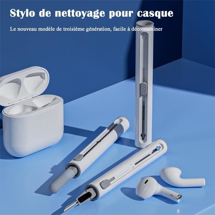 Kit de Nettoyage Écouteurs et Boîtier, Multifonction 3 en 1, Spécial AirPods  - Blanc - Français