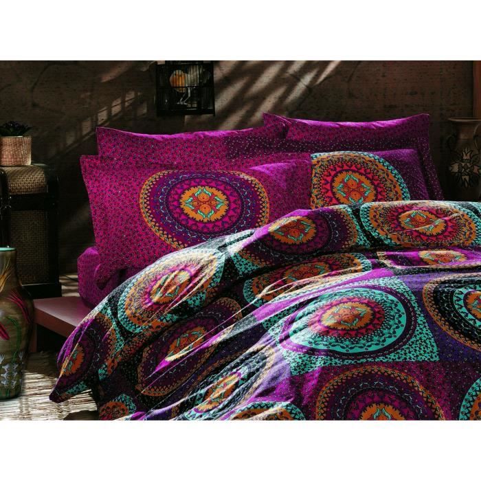 UNIVERSDECOR Lot De 2 Housses De Couette 240x220 Cm 100% Coton 57 Fils/cm² - Fushia - Pour Lit 140x190 à 160x200 Cm - Offre 1 Achetée + 1 Offerte