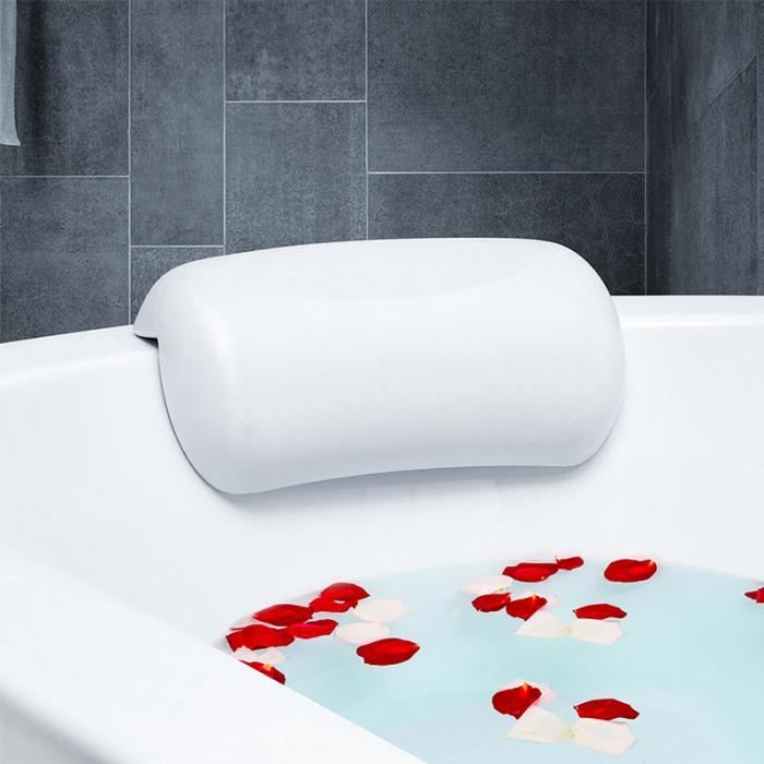 Oreiller De Bain Antidérapant Avec Ventouses - Confortable Et Imperméable - Pour Détente En Baignoire - Noir - 26 X 13 Cm