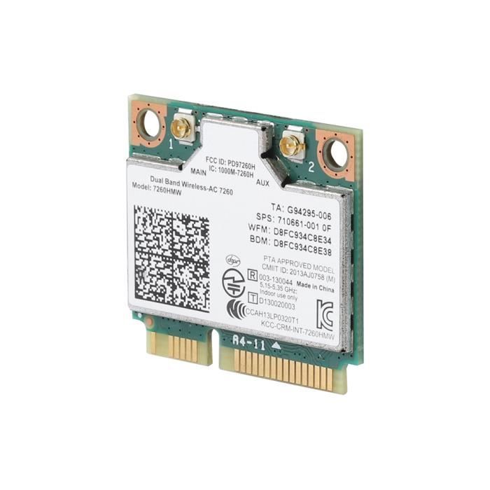Carte Réseau WiFi AC7265 Mini PCI-E - Double Bande 2.4/5 GHz, Bluetooth 4.2 - Compatible Win7/8/10