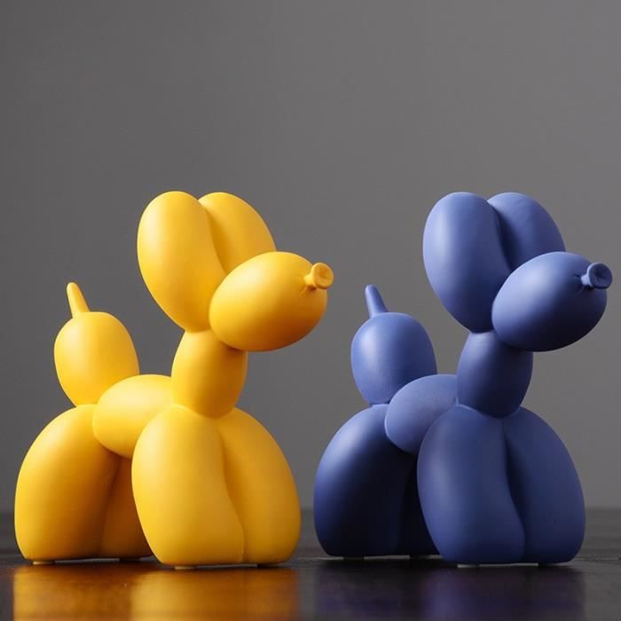 Petite Statue Chien Ballon Rose – Résine – Décoration Miniature Pour Enfant Ou Table – 9,5 X 3,5 X 8 Cm – Cadeau Mignon