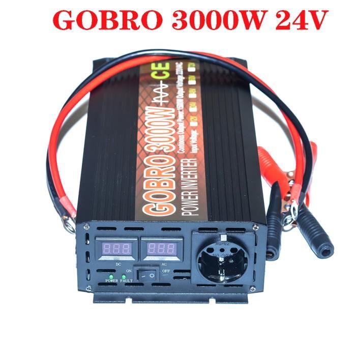 Convertisseur 24v 220v 3kw 3000w crete ECRAN lcd 230v 240v 3000 watt 24 volt